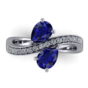 Gyémántokkal díszített zafír gyűrű