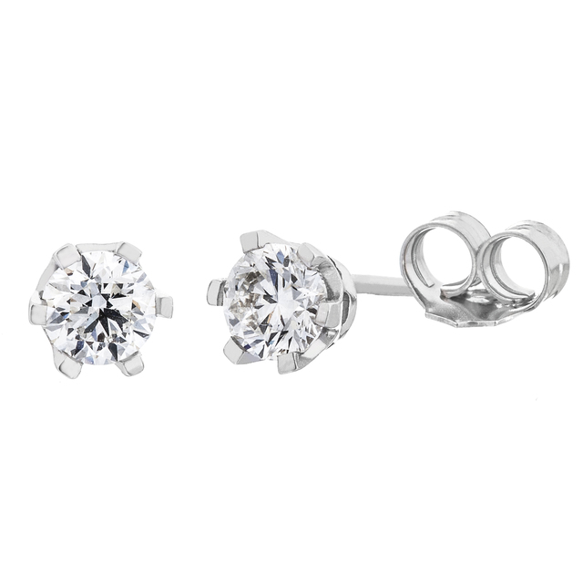 Klasszikus szoliter fülbevaló, nagy méretű gyémánt kővel