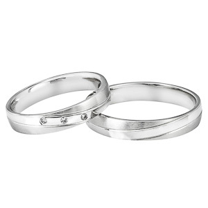 Modern fehérarany eljegyzési gyűrű pár
