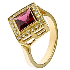 Egyedi ékszer,rodolit köves gyűrű