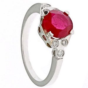 Gyémánt gyűrű rubinttal