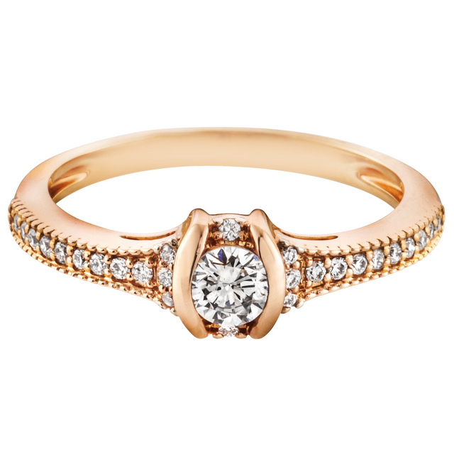 rose arany eljegyzési gyűrű 0,32 ct gyémánttal