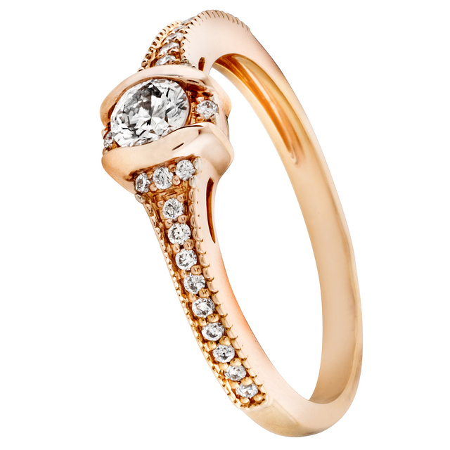 rose arany eljegyzési gyűrű 0,32 ct gyémánttal