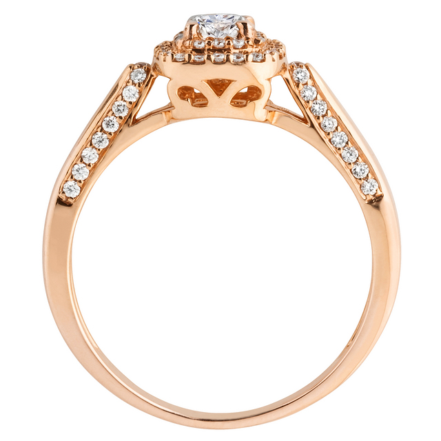 rose arany eljegyzési gyűrű, gyémánt kövekkel