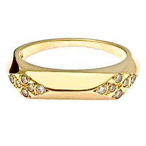 Szögletes, sárga arany gyémánt gyűrű