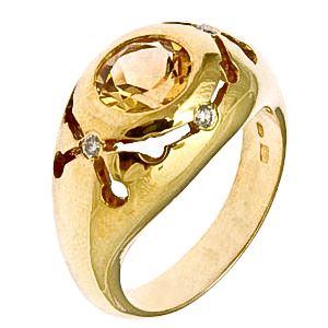 Díszes, kivágott, citrin köves gyémántgyűrű