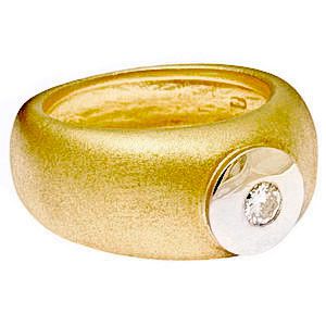 Vastag fazonú briliáns gyűrű, sárga aranyból