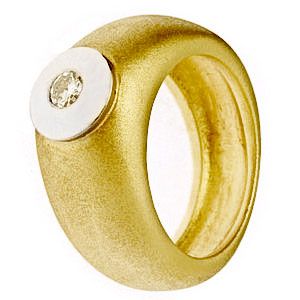 Vastag fazonú briliáns gyűrű, sárga aranyból