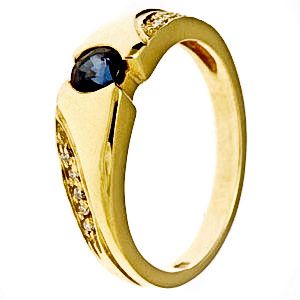 Zafír köves gyűrű, sárga aranyból