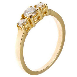 Sárga arany, 3 köves gyémánt eljegyzési gyűrű