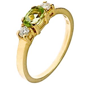 Peridot köves sárga arany gyémánt gyűrű
