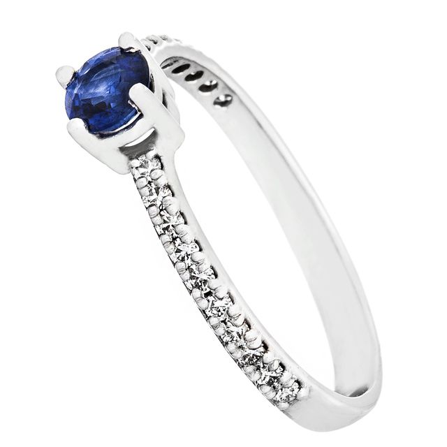 Sorköves gyémánt gyűrű kék zafír kővel