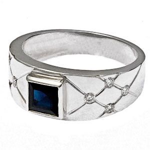 Szálhúzott, fehérarany zafír köves gyűrű