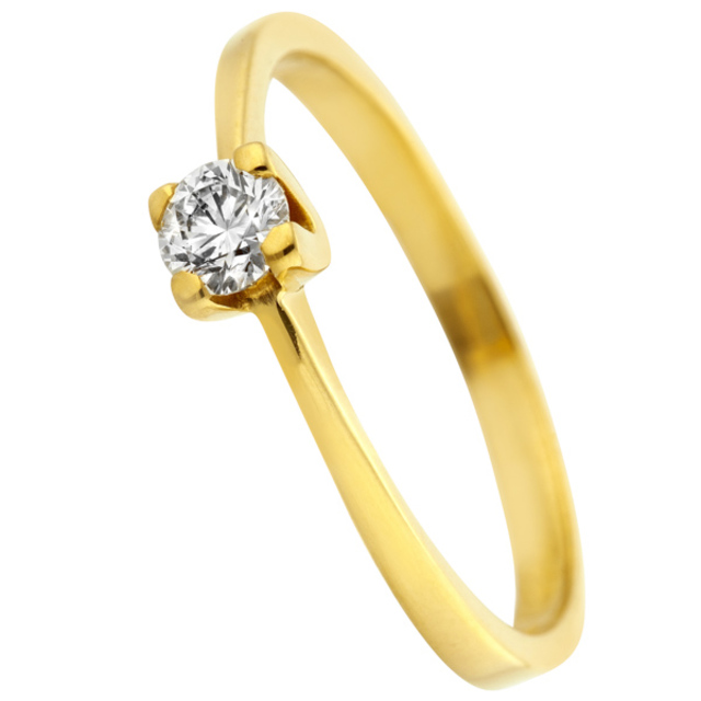 Sárga arany eljegyzési gyűrű gyémánt kővel 