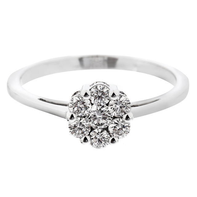 Ragyogó gyémánt gyűrű fehér aranyból