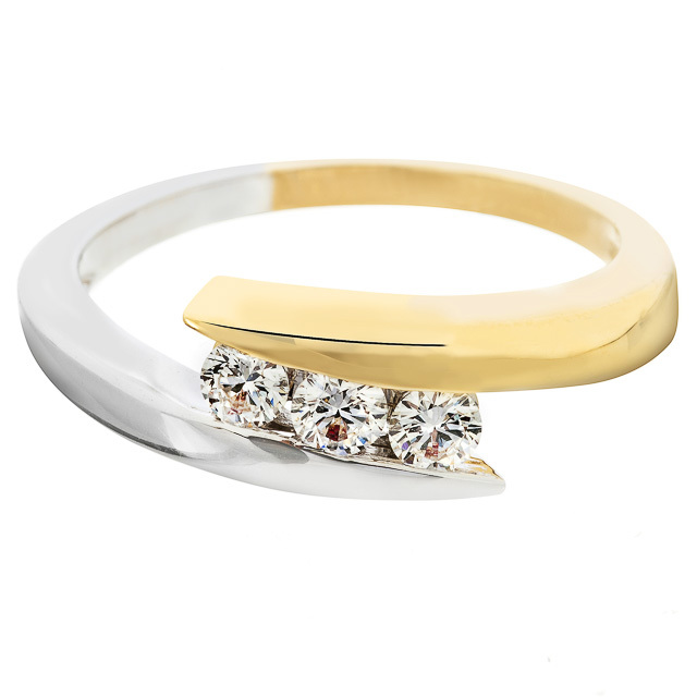 Sárga-fehér arany gyémánt köves gyűrű