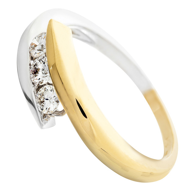 Sárga-fehér arany gyémánt köves gyűrű