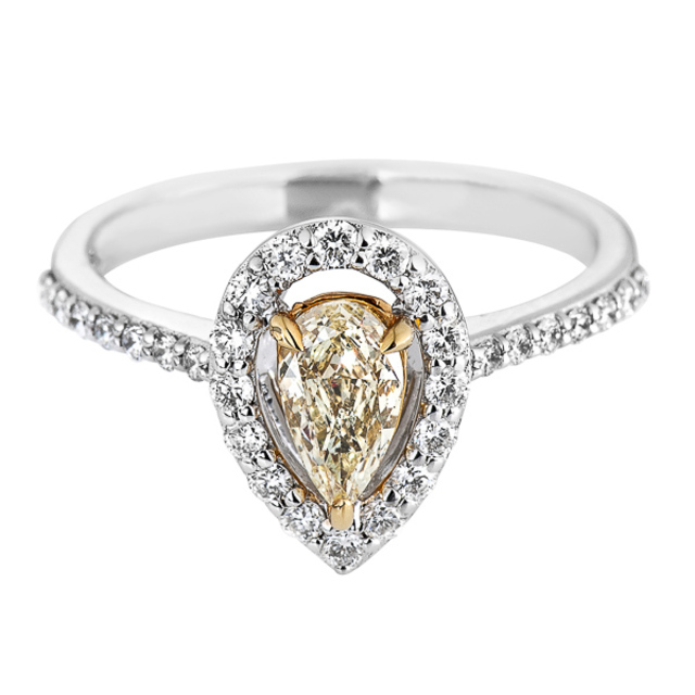 Sárga gyémánttal díszített gyűrű