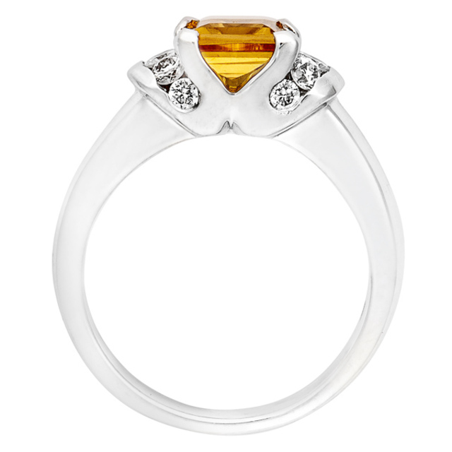 briliáns gyűrű, fehér aranyból, citrin kővel