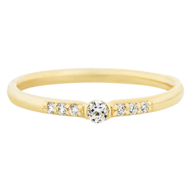 Sárga arany eljegyzési gyűrű gyémánttal díszítve 