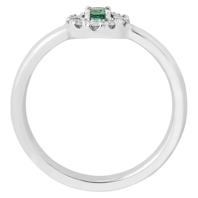 Gyémánt gyűrű fehér aranyból smaragd kővel