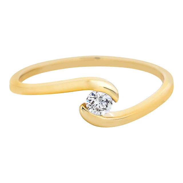 Sárga arany eljegyzési gyűrű gyémánttal díszítve 