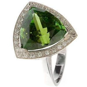 Turmalin köves fehérarany gyémántgyűrű