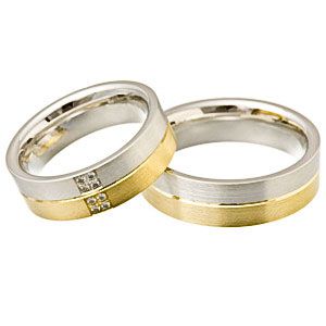kockás karikagyűrű, matt fehér és sárga aranyból