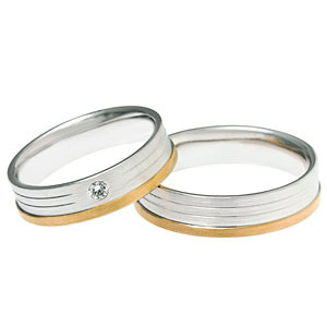 Vörös és fehérarany gyémánt jegygyűrű