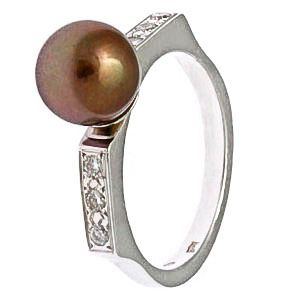 Gyöngyös, fehérarany briliáns gyűrű