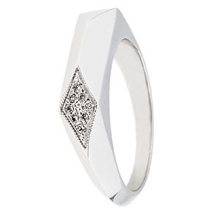 Szögletes stílusú fehérarany gyémánt gyűrű