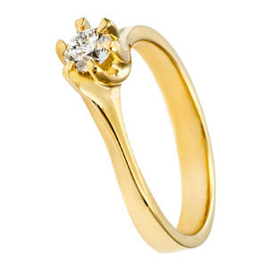 Sárga arany eljegyzési gyűrű gyémánttal (12117)
