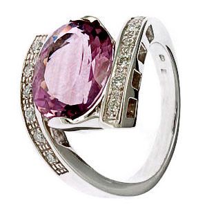 Ametiszt köves fehérarany gyémánt gyűrű