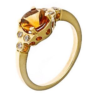 18 karátos, citrin köves gyémántgyűrű