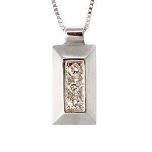 Négyzet alakú fehérarany gyémánt medál