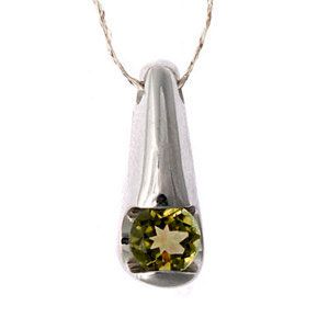 Csepp alakú gyémánt medál, turmalin kővel