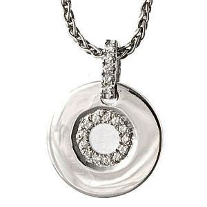 Korong formájú fehérarany gyémánt medál