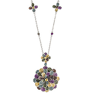 Virágos, többszínű gyémánt medál