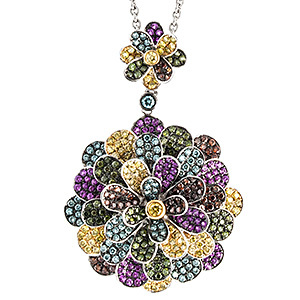 Virágos, többszínű gyémánt medál